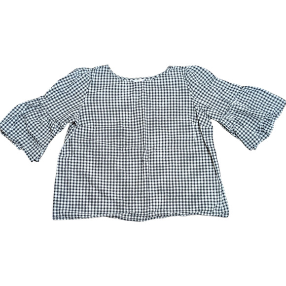 Time & Tru - Women's Shirt/Top  Size 22 - XXXL  Black/White Plaid Ruffle Sleeve - Picture 1 of 6